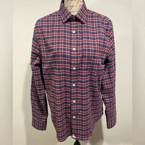 Untuckit Red/Navy Plaid Midweight Flannel Shirt. Size Medium